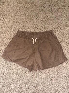 Love Tree Brown Smocked Waist Drawstring Athletic Shorts